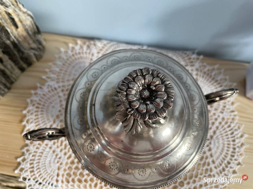 Srebro cukiernica z wkladem kobaltowym Massat dolnośląskie