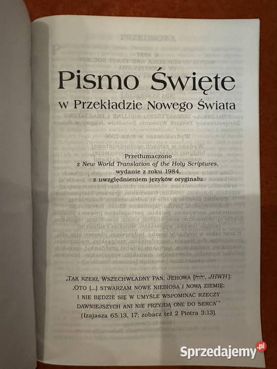 Pismo Święte w przekładzie Nowego Świata 1984