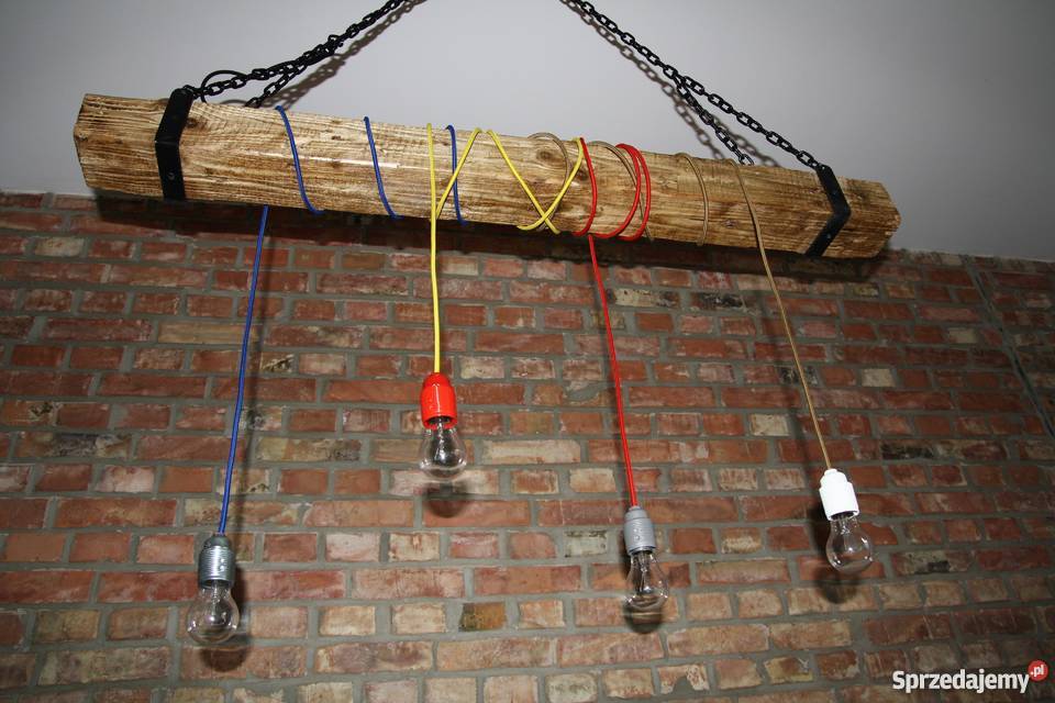 Lampa Rustykalna Ze Starej Belki Kolorowe Ar Wki Loft Elbl G