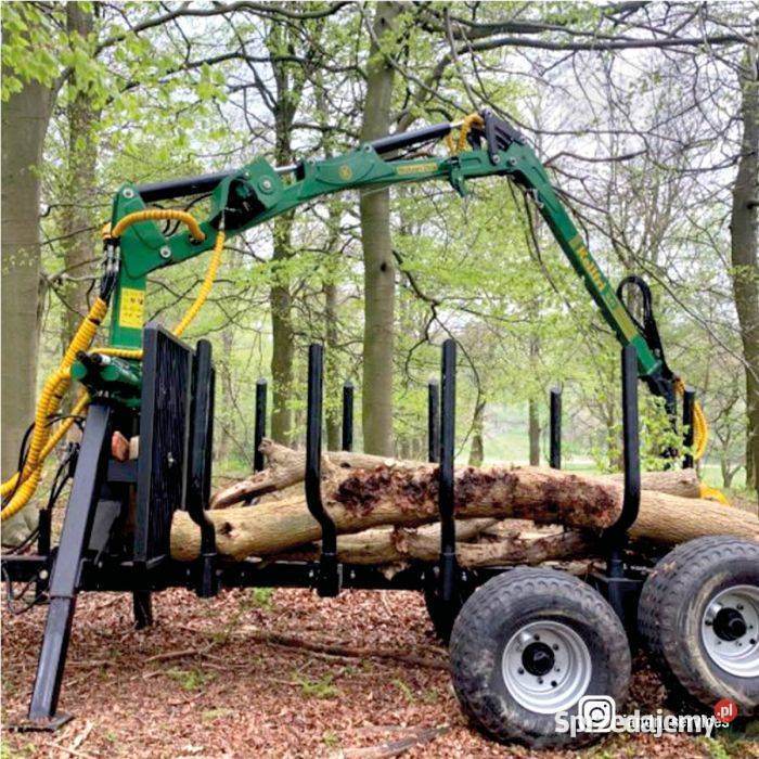 Przyczepa leśna 9 ton z żurawiem 63 m Chojnice