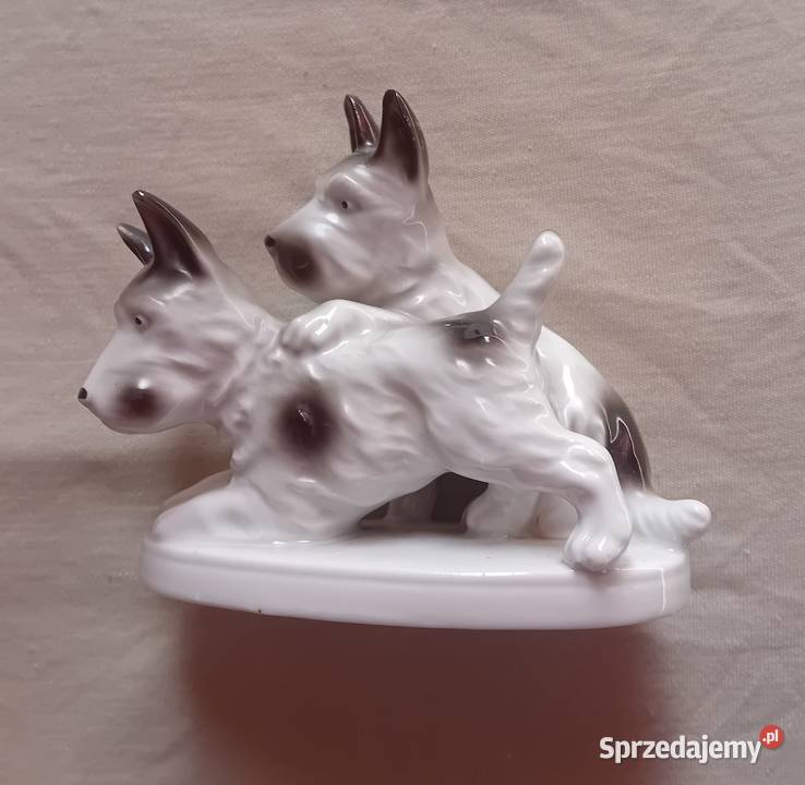 Figurka dwa teriery szkockie Grafenthal autor Koźminek