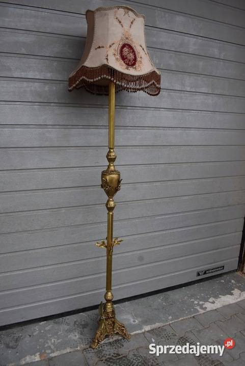 Stojąca Lampa z Brązu Abażur Vintage Lampka małopolskie