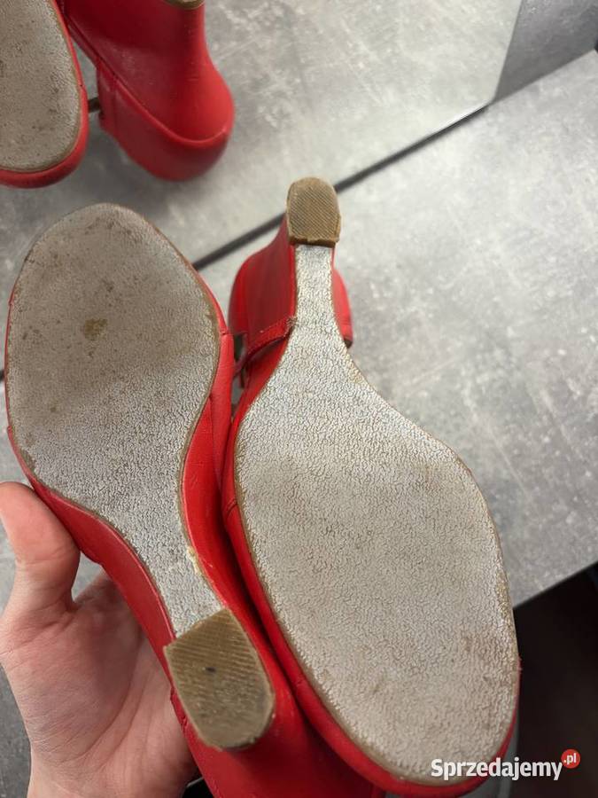 Buty na koturnie czerwone vintage Jasło sprzedam