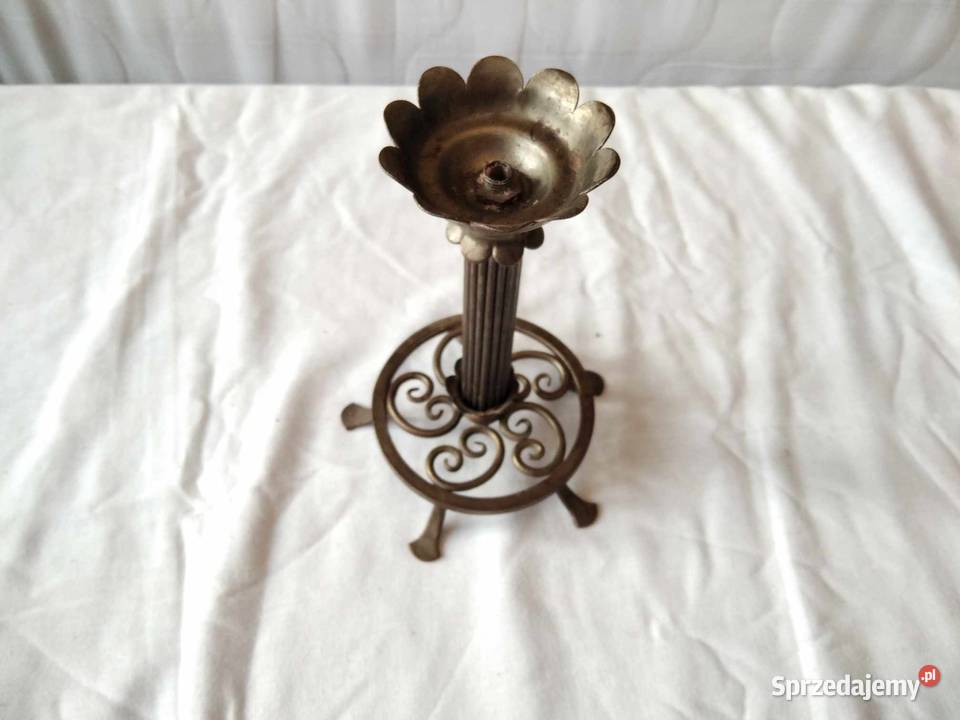 Piękny stary świecznik mosiężny kandelabr pomorskie