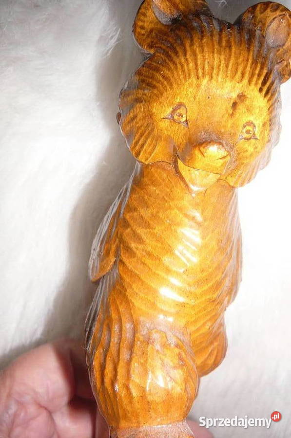 Drewniana laska z misiem stara Pozostałe Wrocław