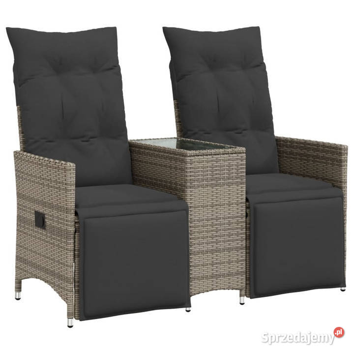 Rozkładana sofa ogrodowa 2 os ze stolikiem szara Warszawa