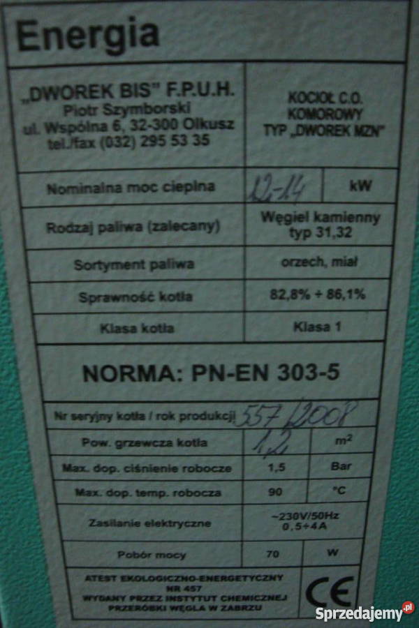 Piec co Dworek 14 kW świętokrzyskie Sędziszów