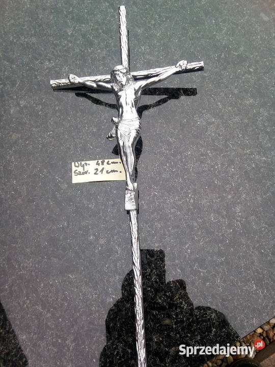 Krzyż mosiądz chromowany z wizerunkiem na Pozostałe mazowieckie Strzegowo