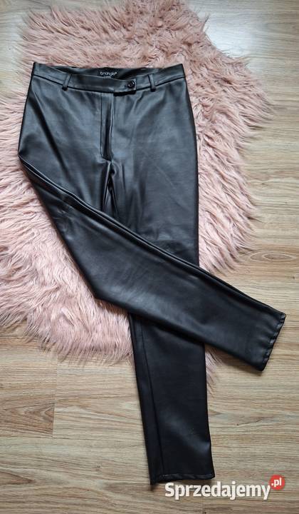 Czarne skórzane spodnie proste 38 wysoki stan Kraków