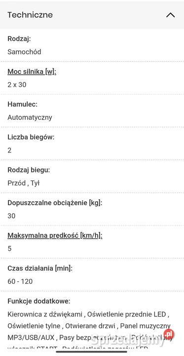 Sprzedam samochód dziecka Nowy Sącz sprzedam