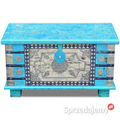 vidaXL Skrzynia niebieska drewno mango 80x40x45 sprzedam