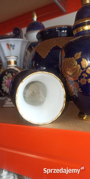 Wazonik kobaltowy Syg Weimar Ze złotym motywem Gdańsk sprzedam