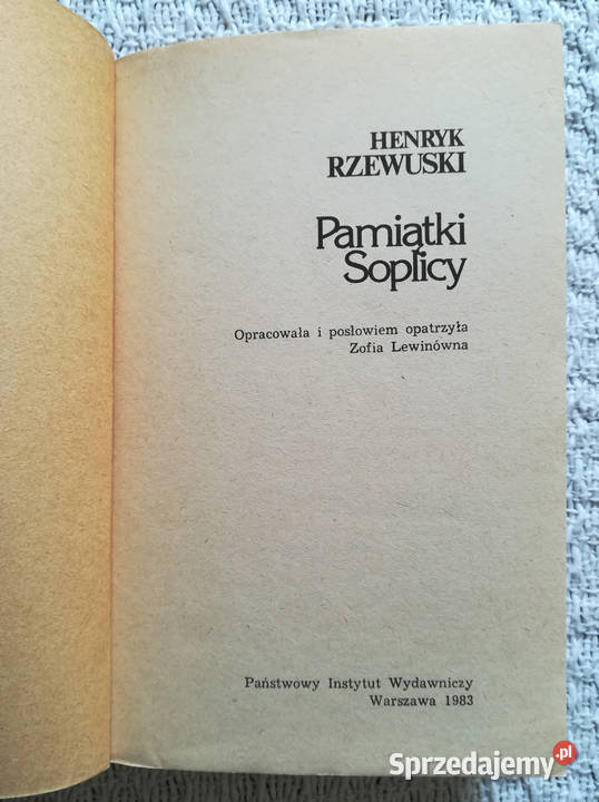 Pamiątki Soplicy Henryk Rzewuski Białystok