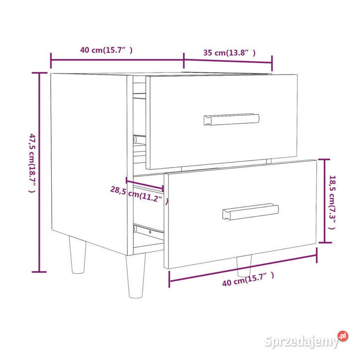 Szafka nocna przydymiony dąb 40x35x475 WM817285 sprzedam