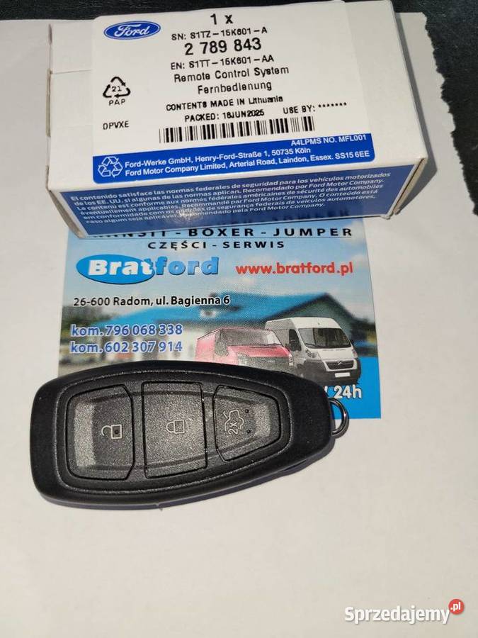 KLUCZ FORD PUMA S1TT15K601AA 2789843 BRATFORD Części samochodowe