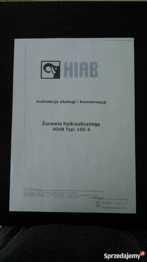 Instrukcja obsługi DTR żurawia hydraulicznego