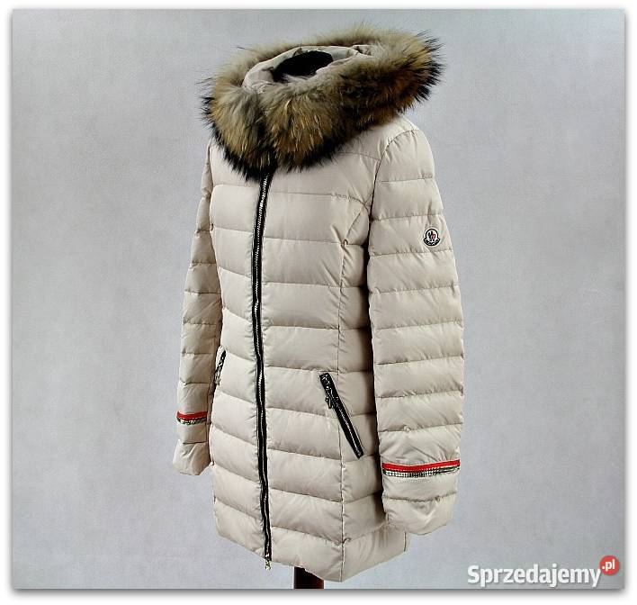Beżowa Puchowa Kurtka Futro Okazja M38 Moncler Zimowa  Kurtki i płaszcze sprzedam