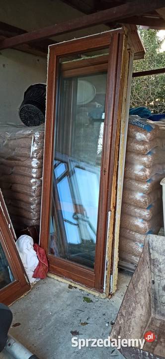 Okna drzwi balkonowe drewniane z demontażu Koziarnia