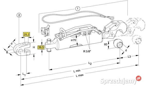 Łącznik górny hydrauliczny hak z kulą kat32 70 Kamionna