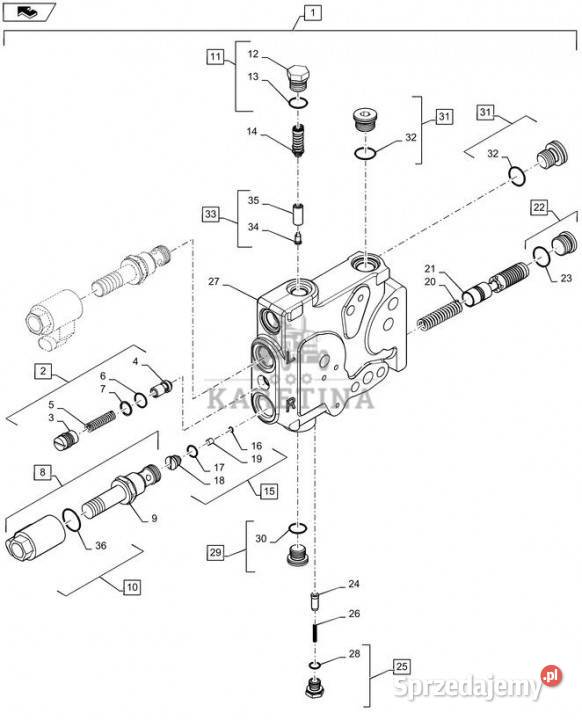 Holland T6090 Sekcja zaworu hydr 47434190 Jastrzębniki sprzedam