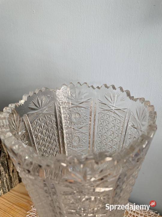 Krysztalowy wazon na zeby fantazyjne szlif Rękodzieło Jelenia Góra