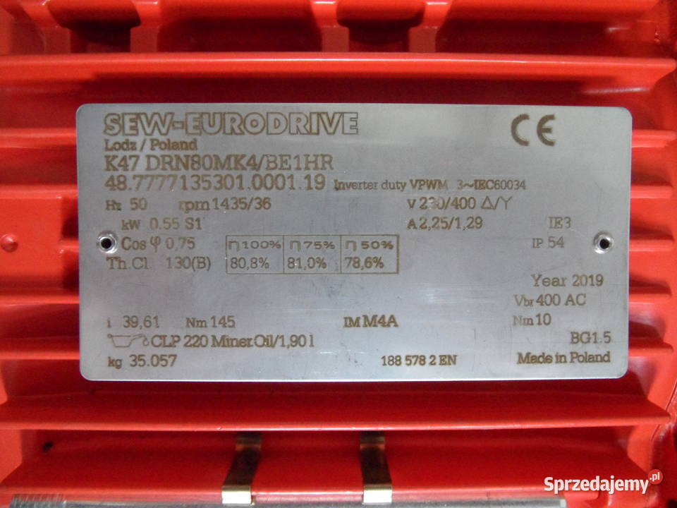 Motoreduktor stożkowy K47 DRN80MK4BE1HR SEW Olsztyn