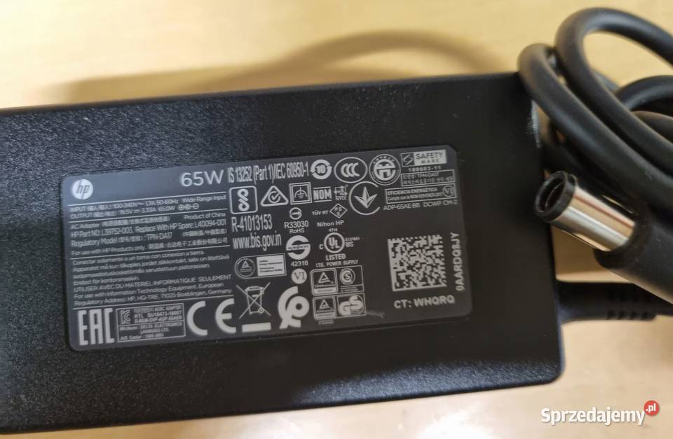 Ładowarka HP 65W sprawna 74x50mm z pinem HP/Compaq Warszawa sprzedam