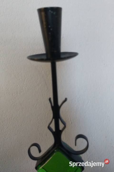 Metalowy kuty świecznik z ub wieku wielkopolskie