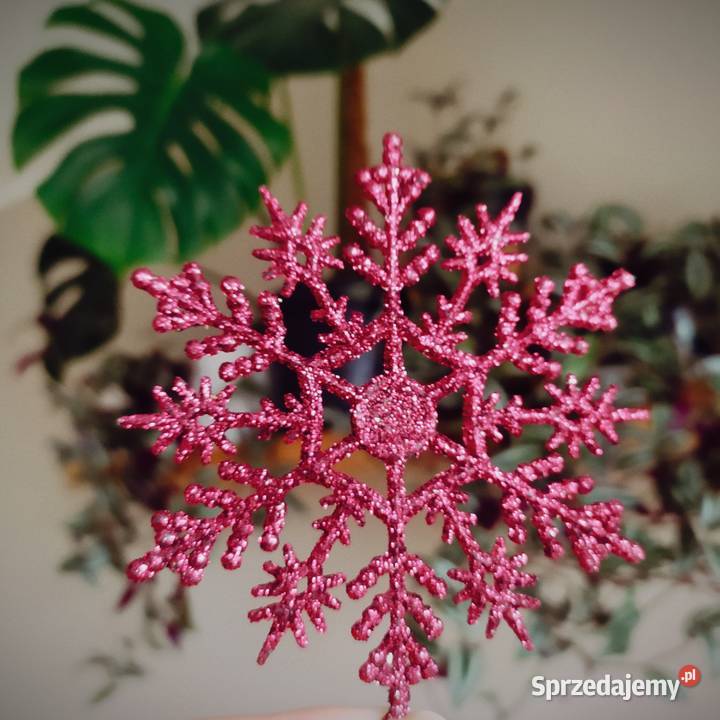 24 Śnieżynki płatki śniegu bordowe srebrne Koszalin
