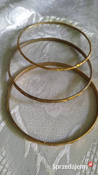 TRZY ZŁOCONE FREZOWANE BRANSOLETKI KÓŁKA Piła sprzedam