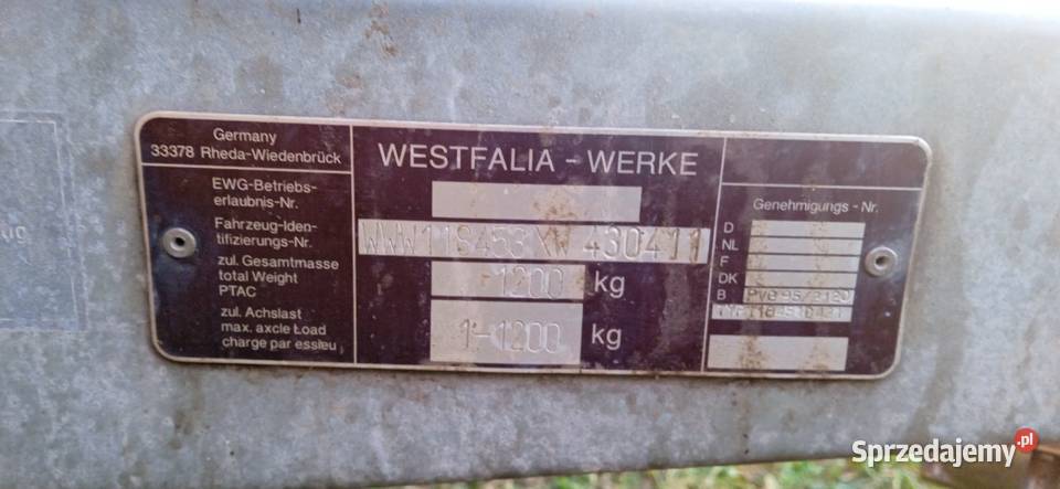 westfalia werke 1200 dmc z hamulcem z plandeka Krosno