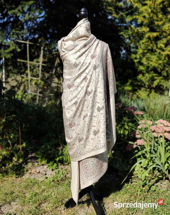 Duży szal orientalny indyjski haft paisley Uniseks Szczecin