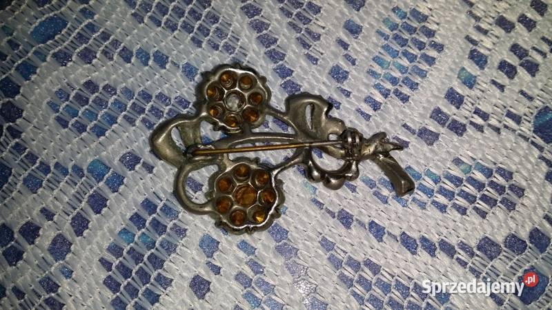 Stara angielska broszkasrebrny kwiat Ochojno