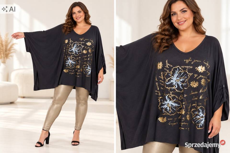 Tunika damska PLUS SIZE z kwiatowym nadrukiem Pątnów