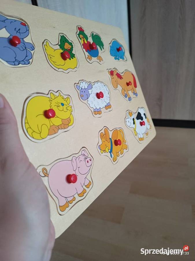 Drewniane puzzle układanki z uchwytami zwierzęta Szczecin