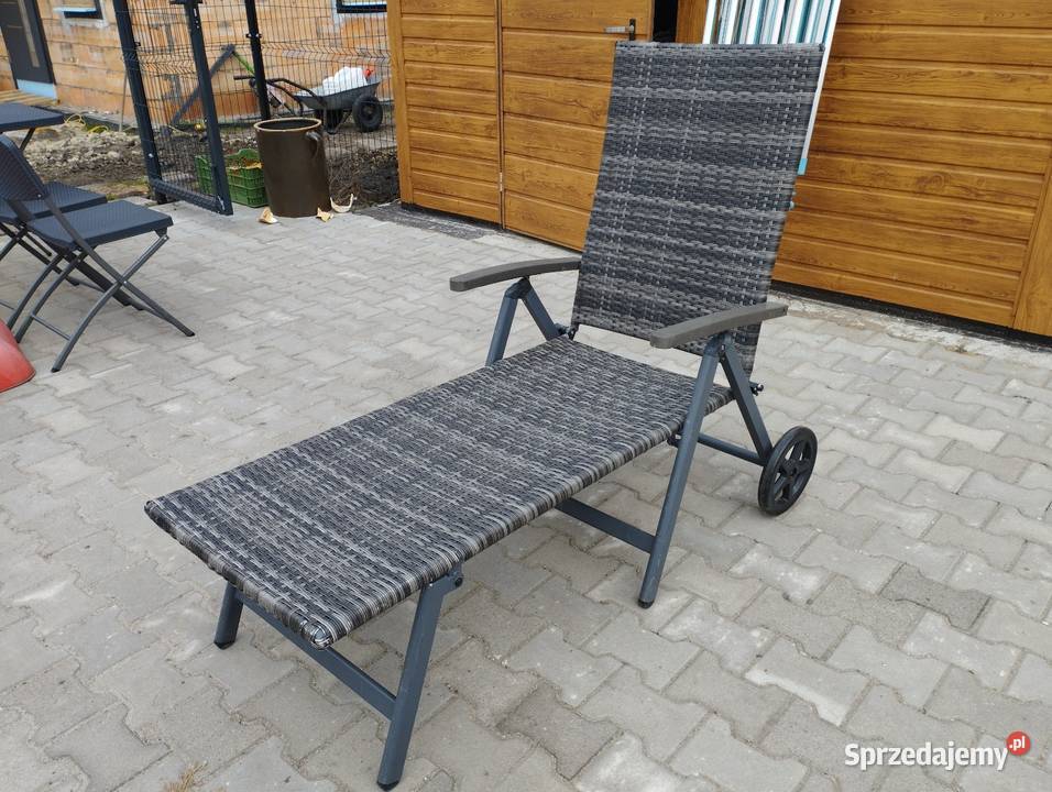 Leżak technorattan na dużych kołach wielkopolskie