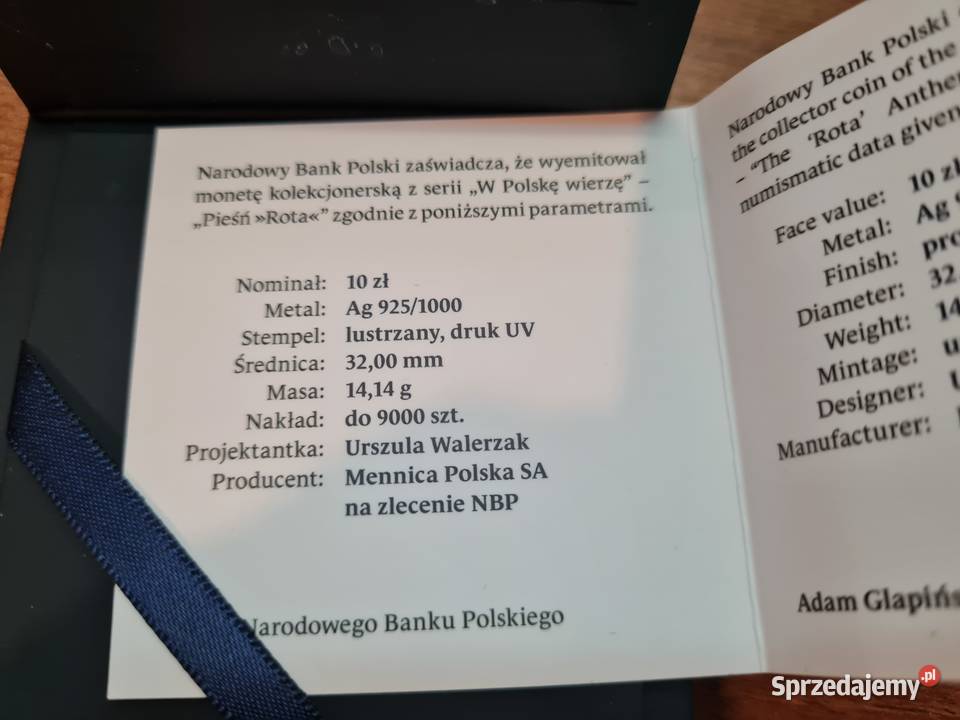 10 ZŁOTYCH 2025r Srebro W POLSKĘ WIERZĘ PIEŚŃ śląskie Katowice