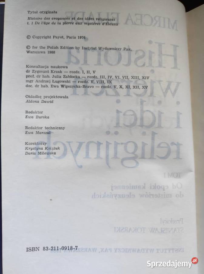 Historia wierzeń i idei religijnych Rok wydania 0 Kielce