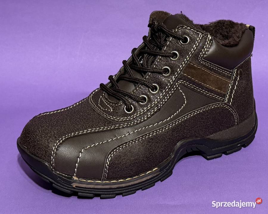 Brązowe młodzieżowe ocieplane buty rozmiar 39 25cm Żyrardów