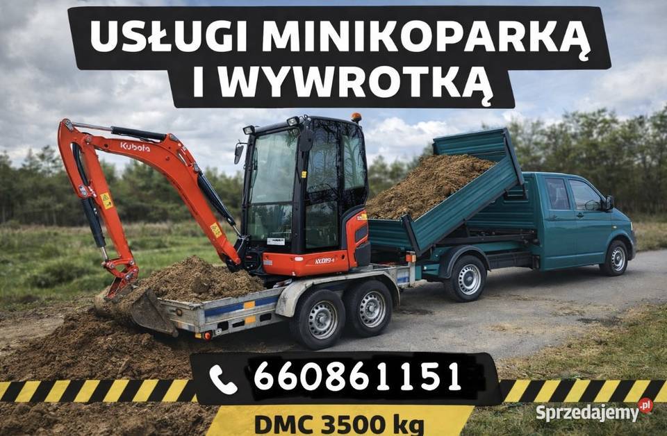 Usługi minikoparką wywrotką 3500 DMC Bartoszyce