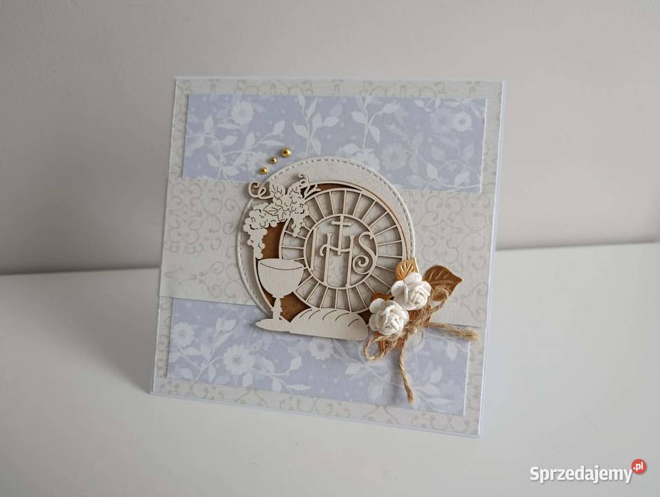 Kartka ręcznie robiona Pierwsza Komunia Święta Łódź