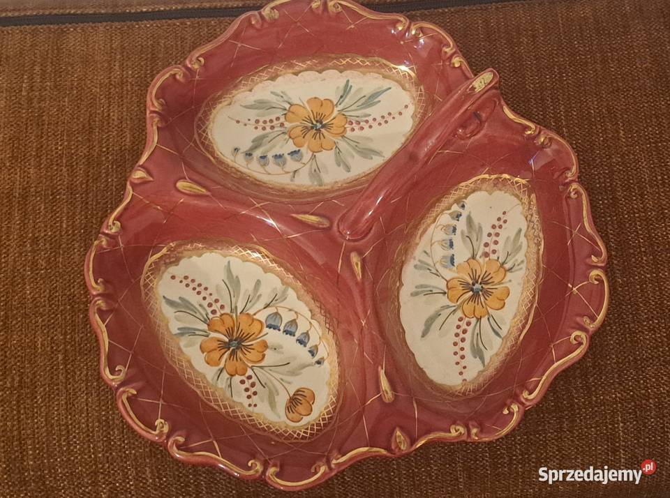 porcelanowa patera ręcznie malowana sygnowana Warszawa