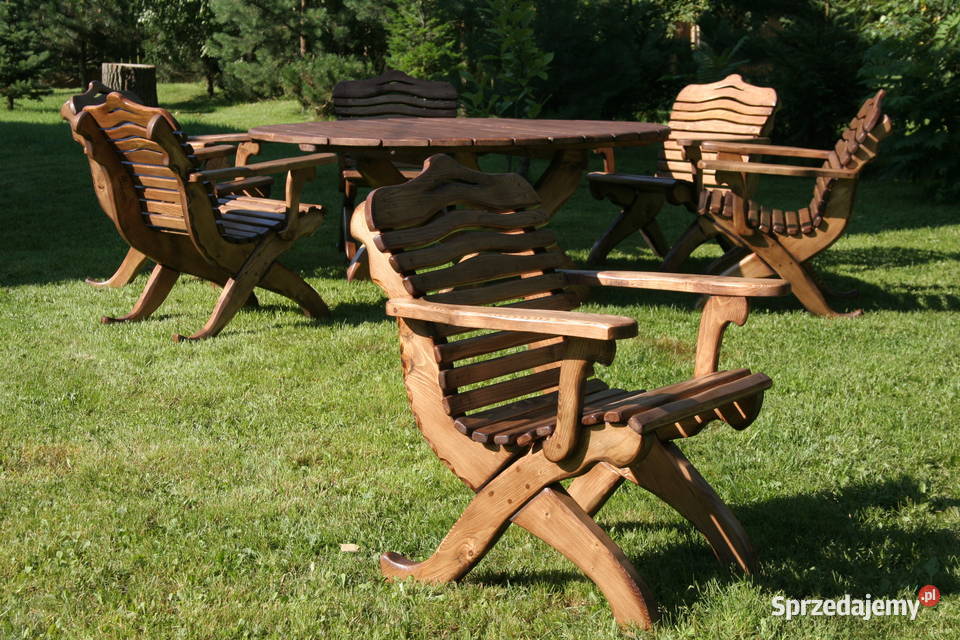 Meble ogrodowe wygodnie wyprofilowane wzór drewno Kraków