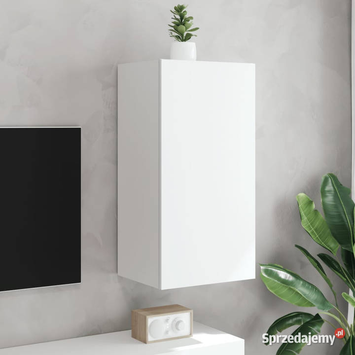 Ścienna szafka TV z LED biała 405x35x80 WM837260 Warszawa