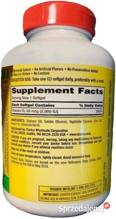 KIRKLAND VITAMINA D3 2000 IU 50mcg 600 softgel Mielec