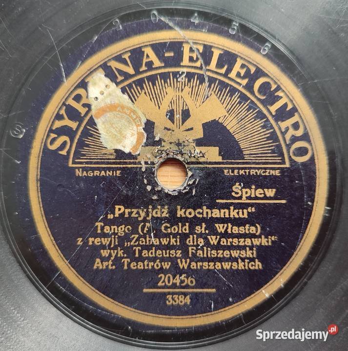 Płyta szelakowa Syrena Electro Tadeusz Pozostałe Warszawa