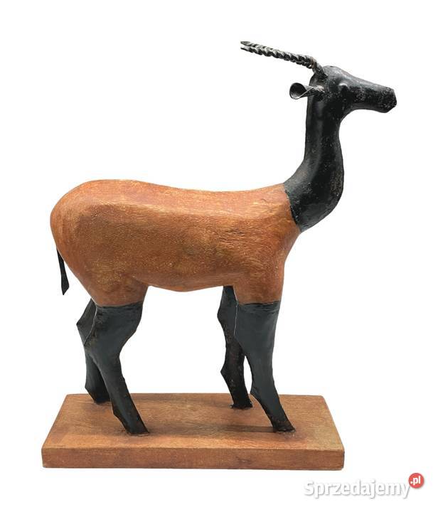 Stylowe rzeźby gazeli metal drewno Komplet sprzedam