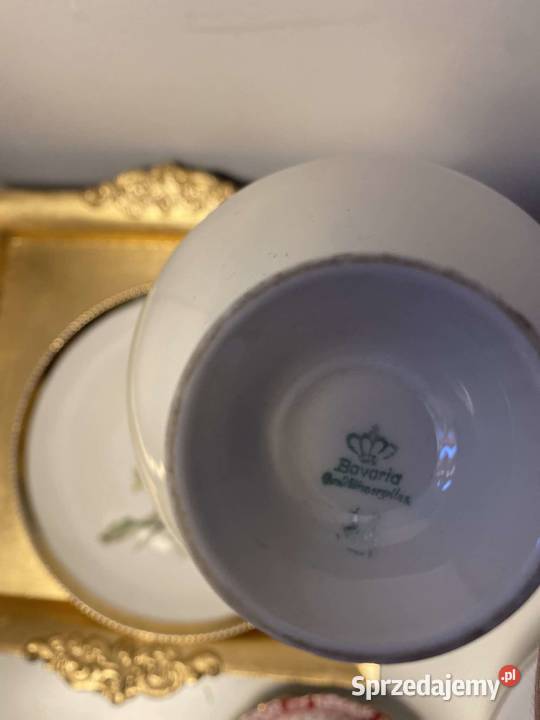 duo śniadaniowe porcelanowe z sygnatura kwiatem Kraków sprzedam