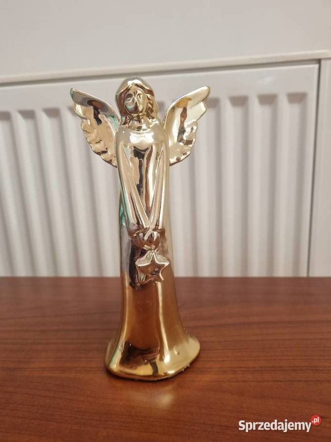 Anioł ceramiczny złoty figurka Figurki i rzeźby