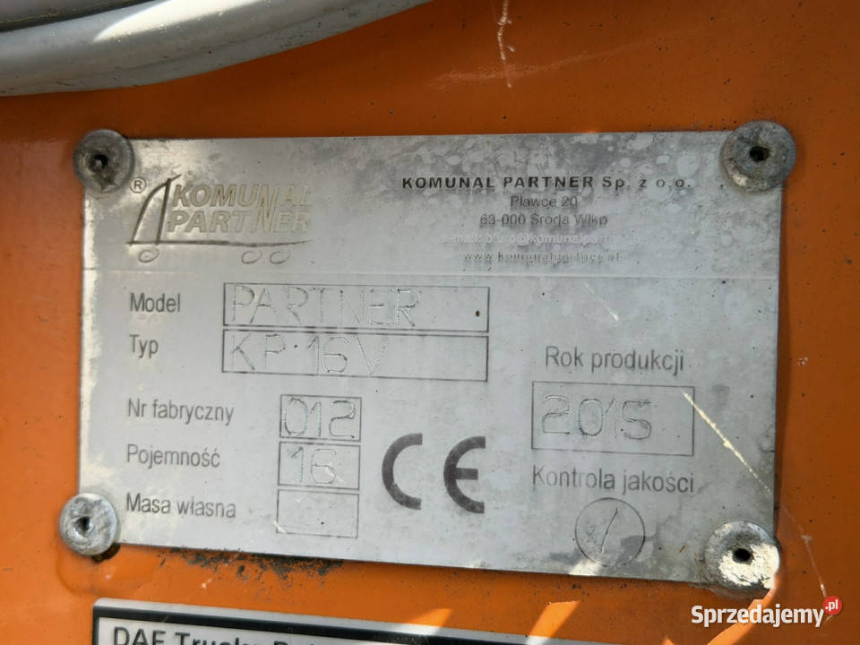 DAF LF 55300 Śmieciarka Komunal Partner KP 16V 79000km Widełki sprzedam